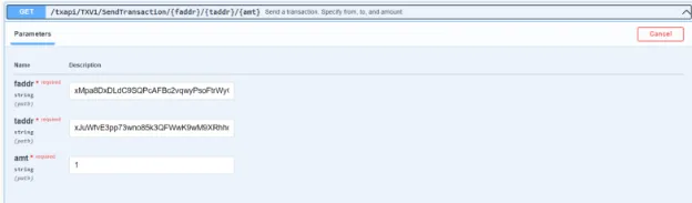 SendTransaction in the Swagger page